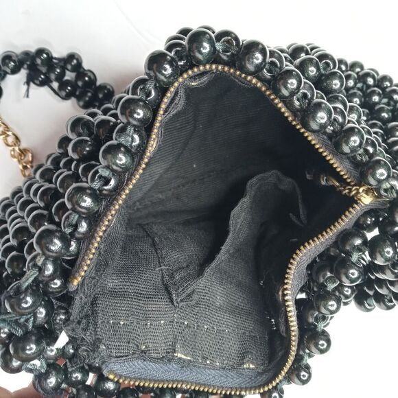 Vintage 70s black beaded bag made in Japan - Picture 4 of 5